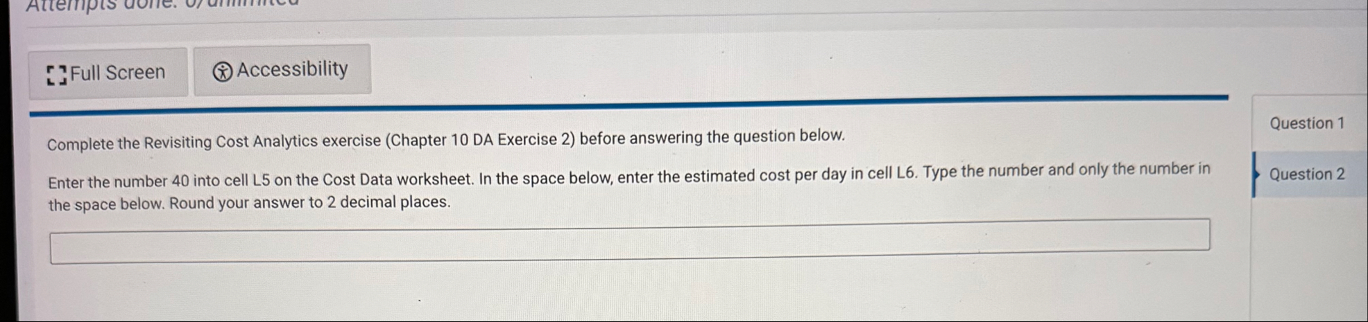 Complete the Revisiting Cost Analytics exercise (