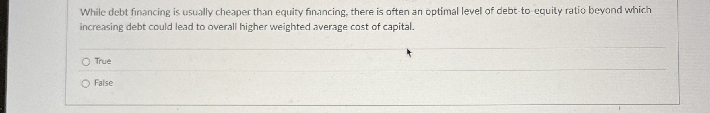 While debt financing is usually cheaper than