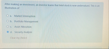 After making an irvestment, an investor learns
