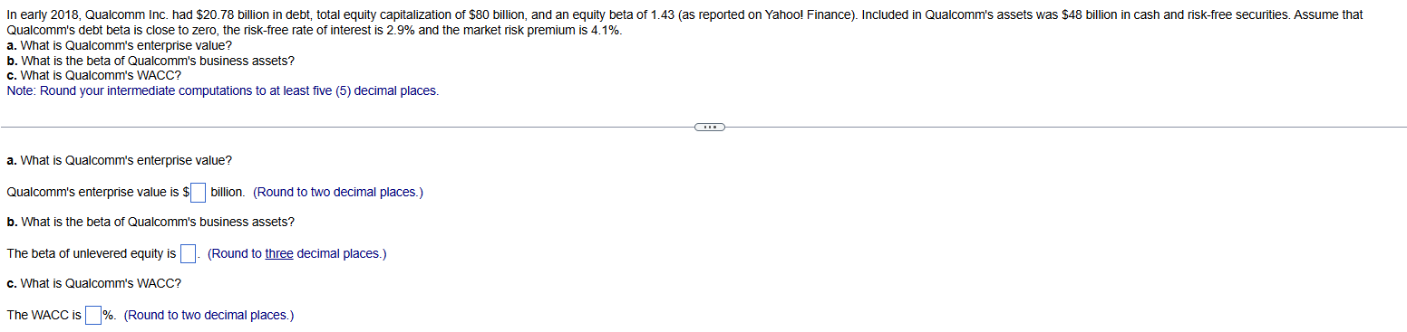 Qualcomm's debt beta is close to zero, the risk -