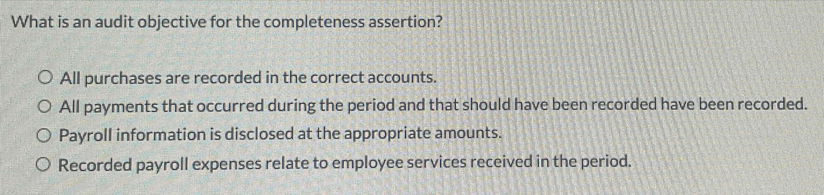 What is an audit objective for the completeness
