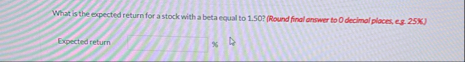 What is the expected return for a stock with a