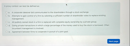 A prory contest can best be defined as: a . A