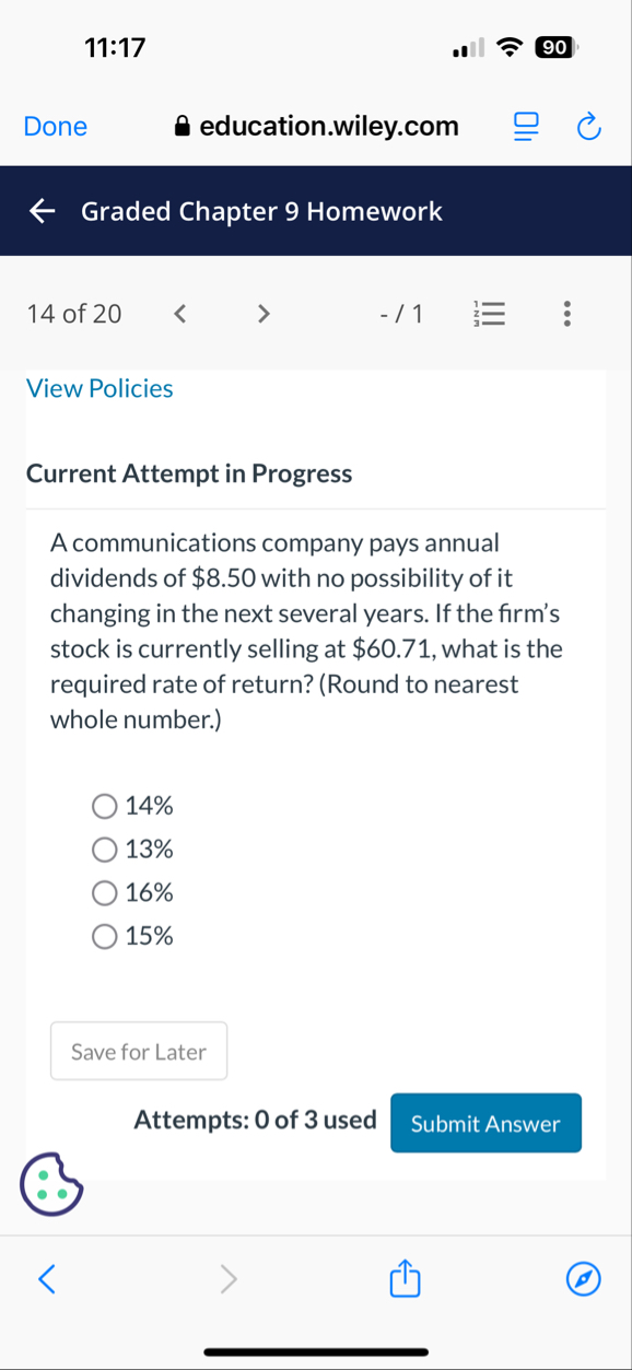 1 1 : 1 7 9 0 Done education.wiley.com Graded
