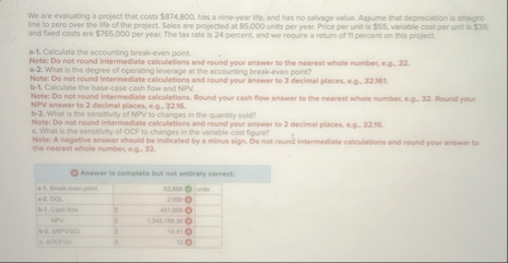 We are evaluating a project that costs $ 8 7 4 ,