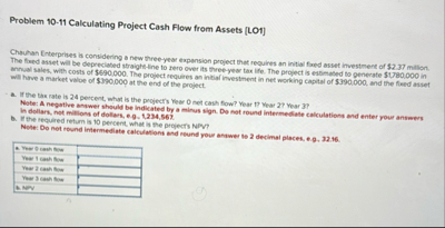 Problem 1 0 - 1 1 Calculating Project Cash Flow