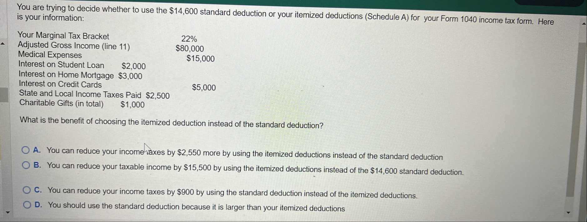 You are trying to decide whether to use the $ 1 4