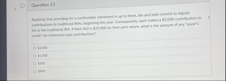 Question 1 3 Realizing that providing for a