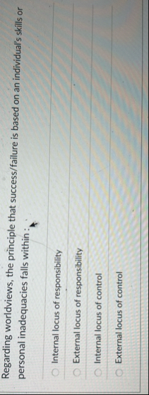 Regarding worldviews, the principle that success