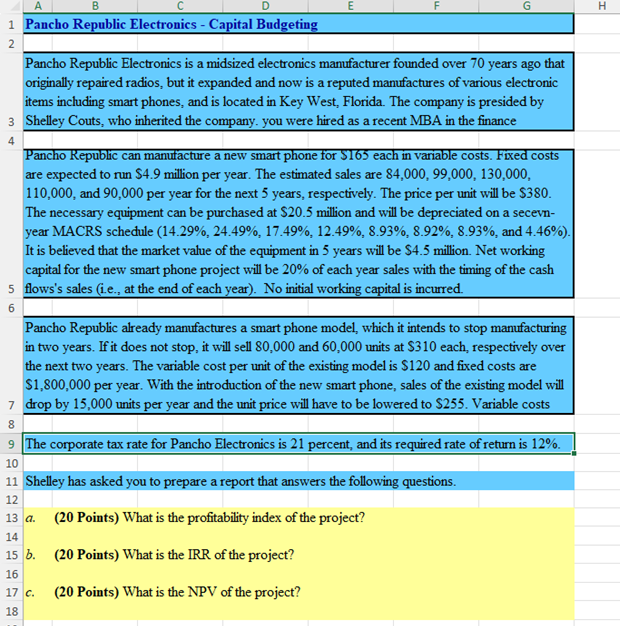 A B C Pancho Republic Electronics is a midsized