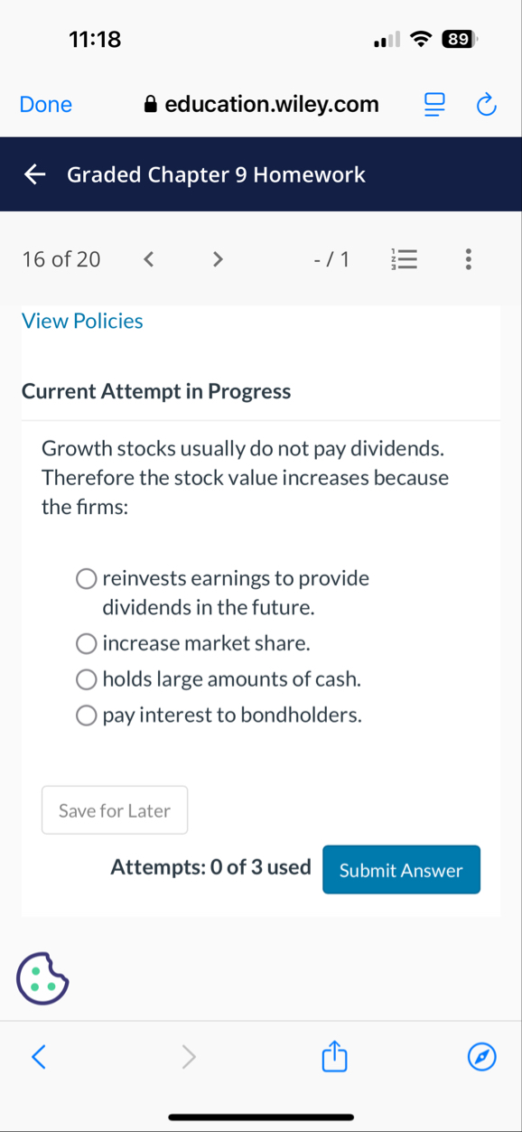 1 1 : 1 8 8 9 Done education.wiley.com Graded