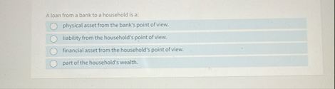 A loan from a bank to a household is a: phycical