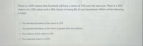 There is a 5 0 % chance that Facebook will have a