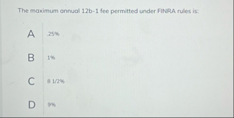 The maximum annual 1 2 b - 1 fee permitted under