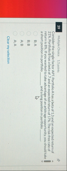 3 9 Multiple Choice 1 . 5 points Consider the