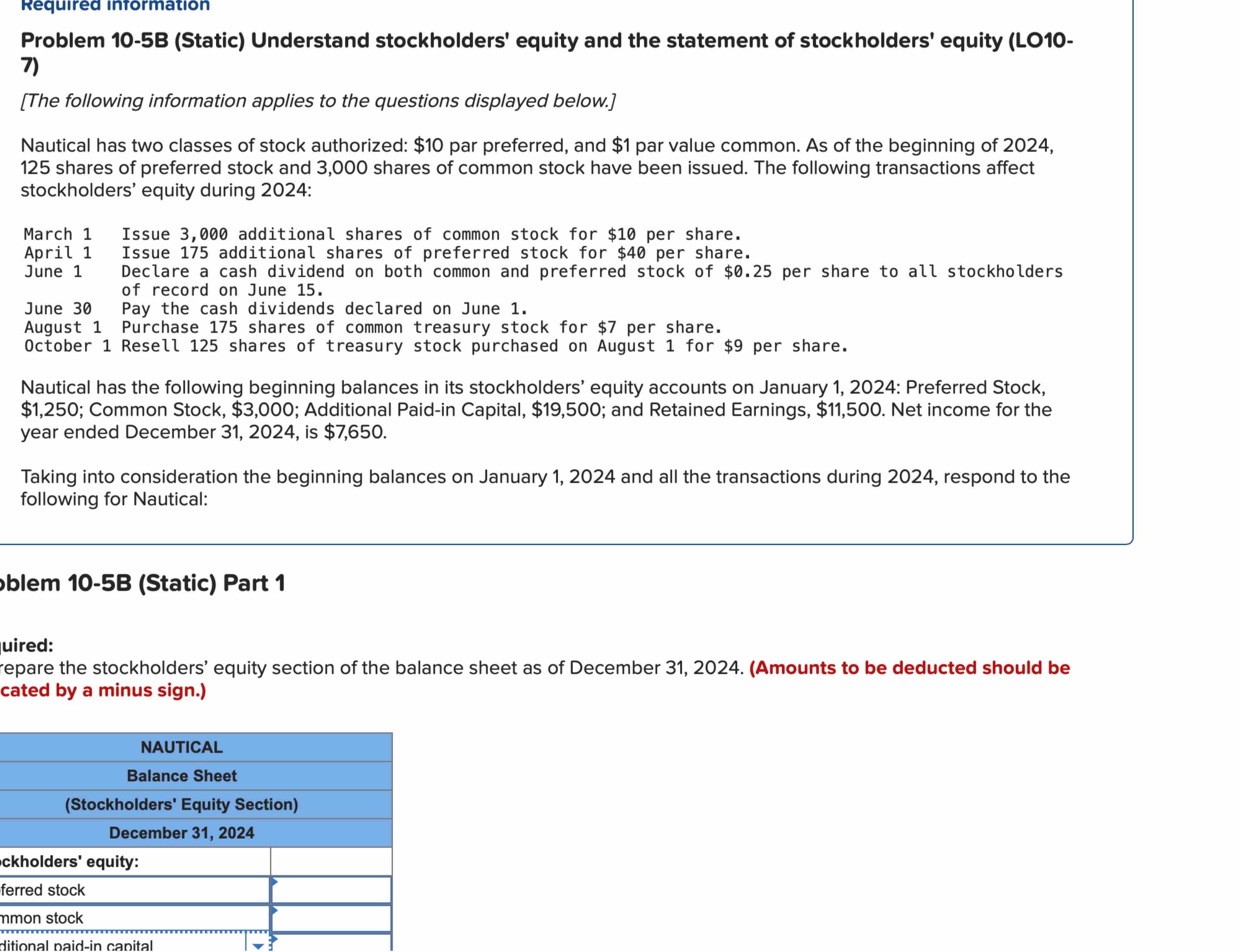 Required intormation Problem 1 0 - 5 B ( Static )