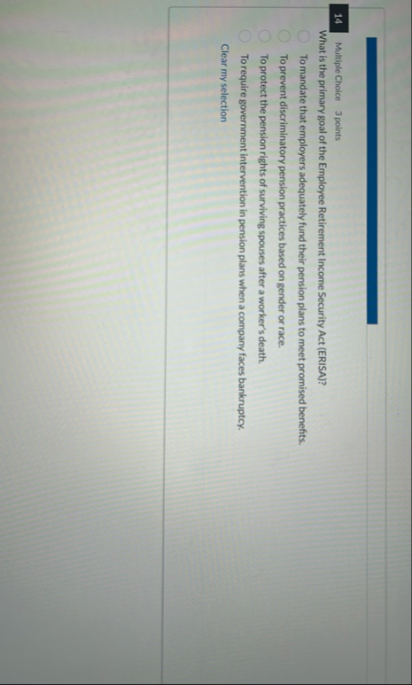 1 4 Multiple Choice 3 points What is the primary