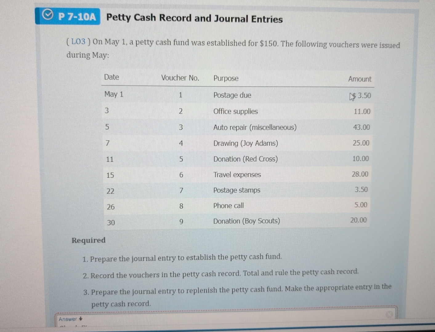 how can do this step by step P 7 - 1 0 A Petty