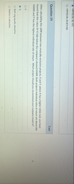 = NPV ( 0 . 0 8 , B 2 : B 7 ) - NPVIO . 0 8 , B 3