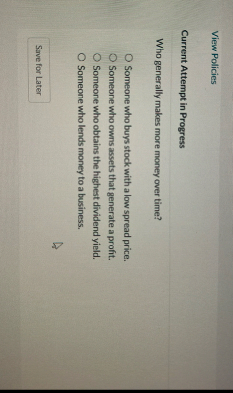 View Policies Current Attempt in Progress Who