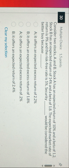 3 0 Multiple Choice 1 . 5 points Consider two