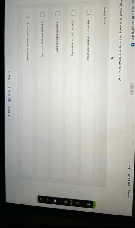ed: Test 3 BFIN 3 2 2 Spring 2 0 2 5 ( i ) Help