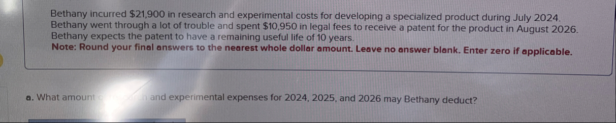 Bethany incurred $ 2 1 , 9 0 0 in research and