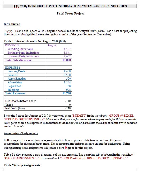 Excel Group Project Introduction " NYP " , New Y
