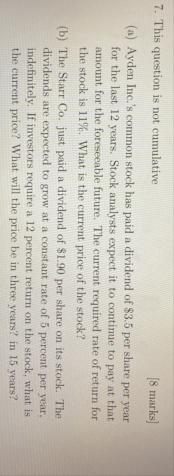 This question is not cumulative [ 8 marks ] ( a )