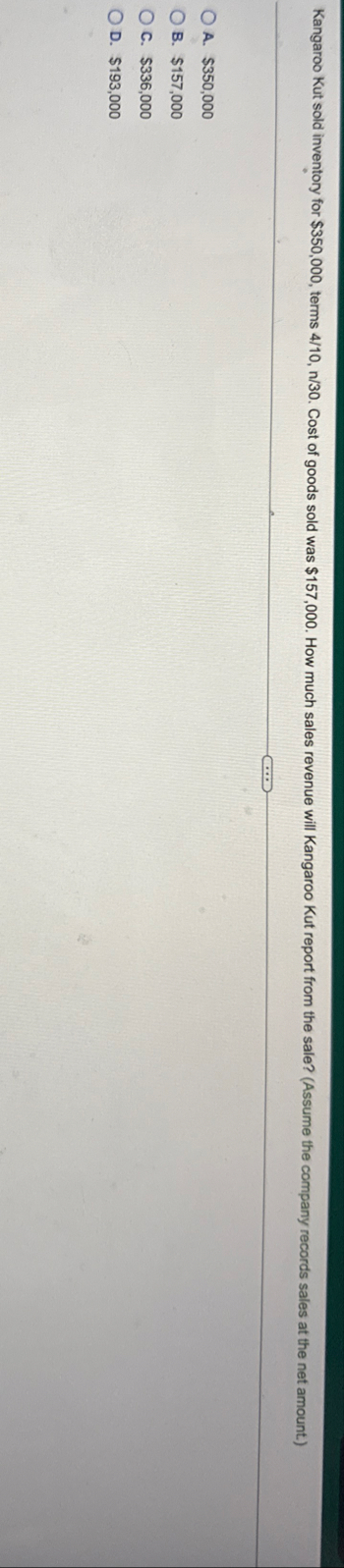 Kangaroo Kut sold inventory for $ 3 5 0 , 0 0 0 ,