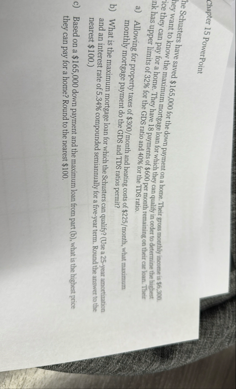 Chapter 1 5 PowerPoint he Schusters have saved $