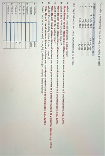 Consider the following cash flows: 5 points eBook