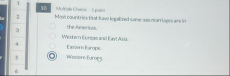 1 1 0 Multiple Choice 1 point 2 Most countries