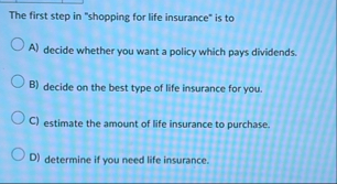 The first step in "shopping for life insurance"