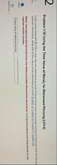 Problem 1 - 1 0 Using the Time Volue of Mond for