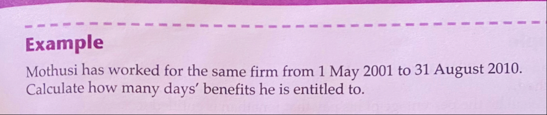 Example Mothusi has worked for the same firm from