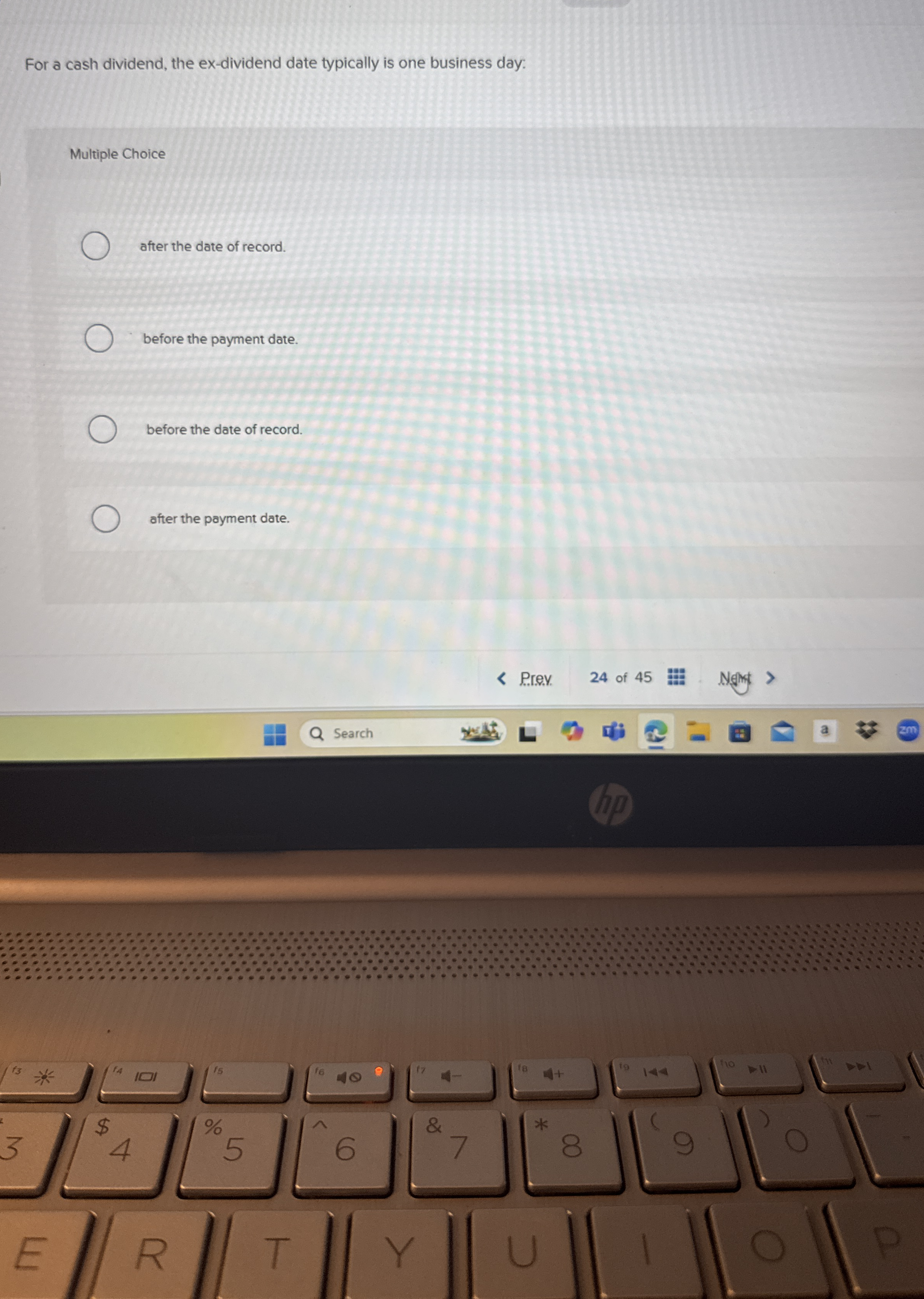 For a cash dividend, the ex - dividend date