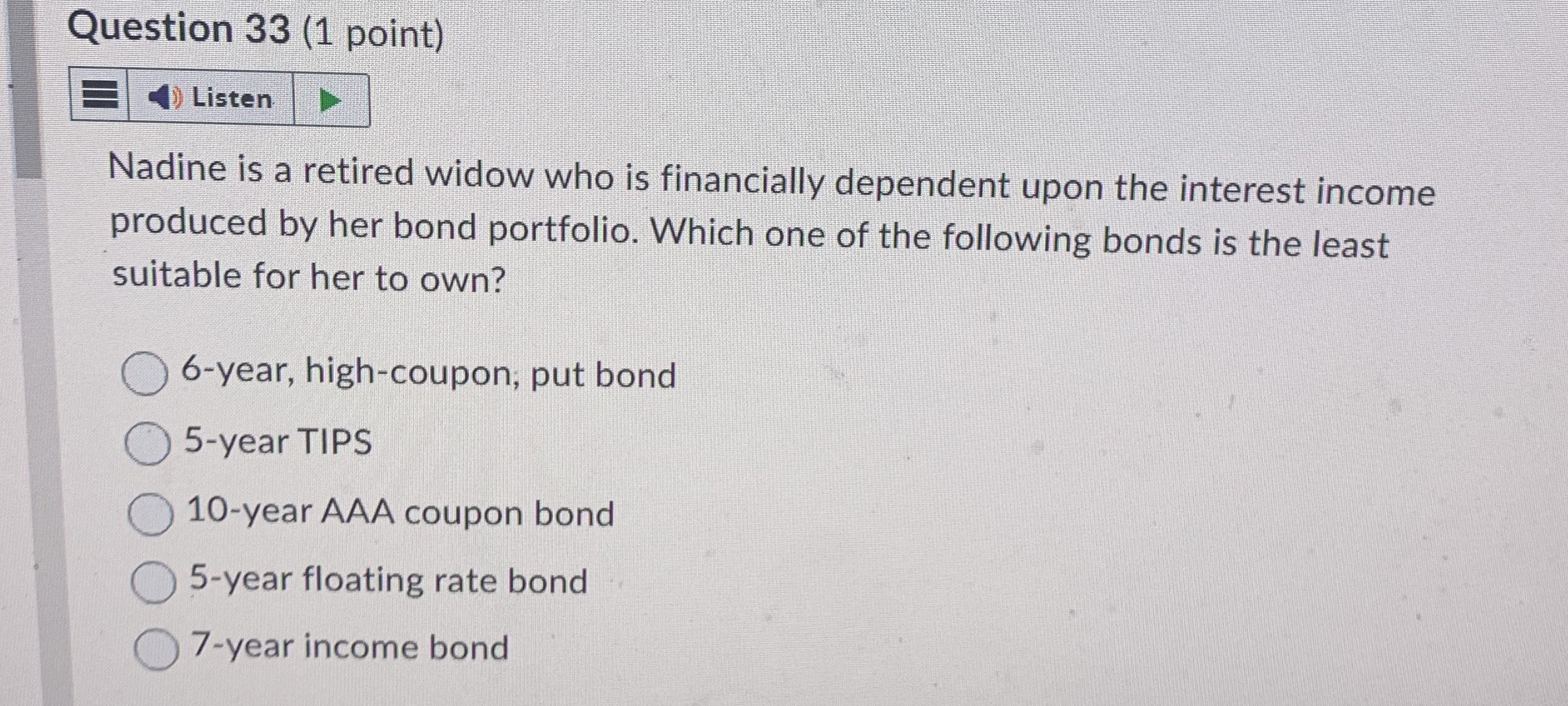 Question 3 3 ( 1 point ) Listen Nadine is a