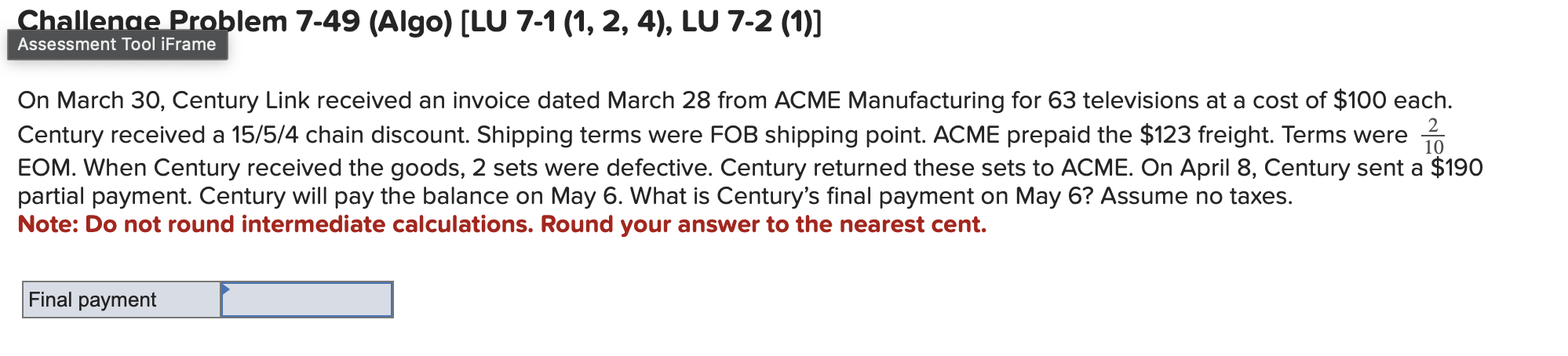 Challenae Problem 7 - 4 9 ( Algo ) [ LU 7 - 1 ( 1
