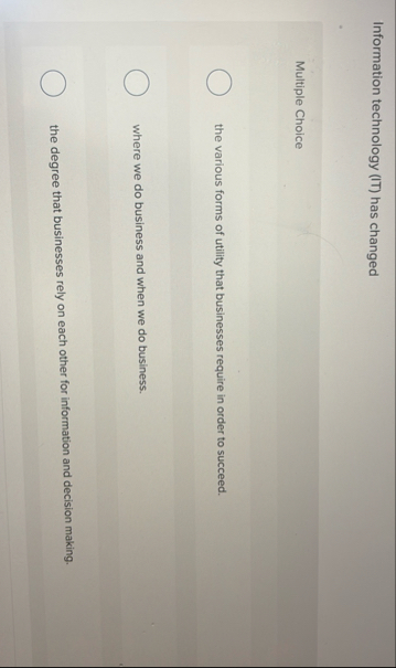 Information technology ( IT ) has changed