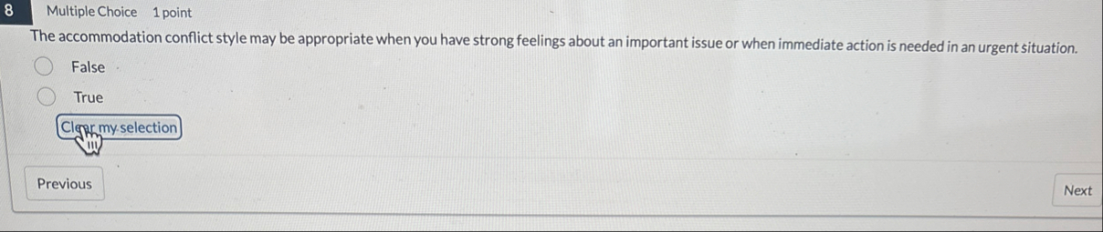 8 Multiple Choice 1 point The accommodation
