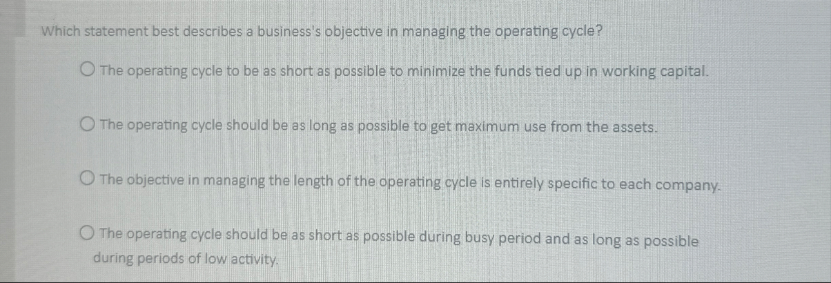 Which statement best describes a business's