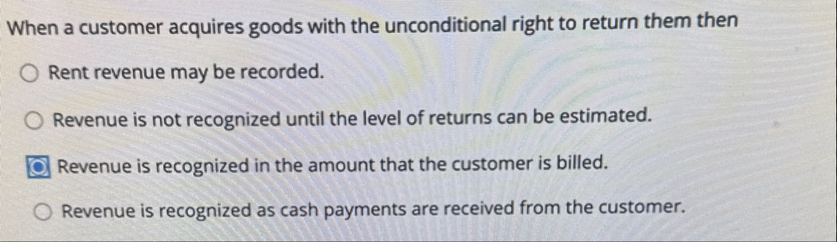 When a customer acquires goods with the