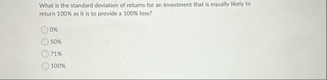 What is the standard deviation of returns for an