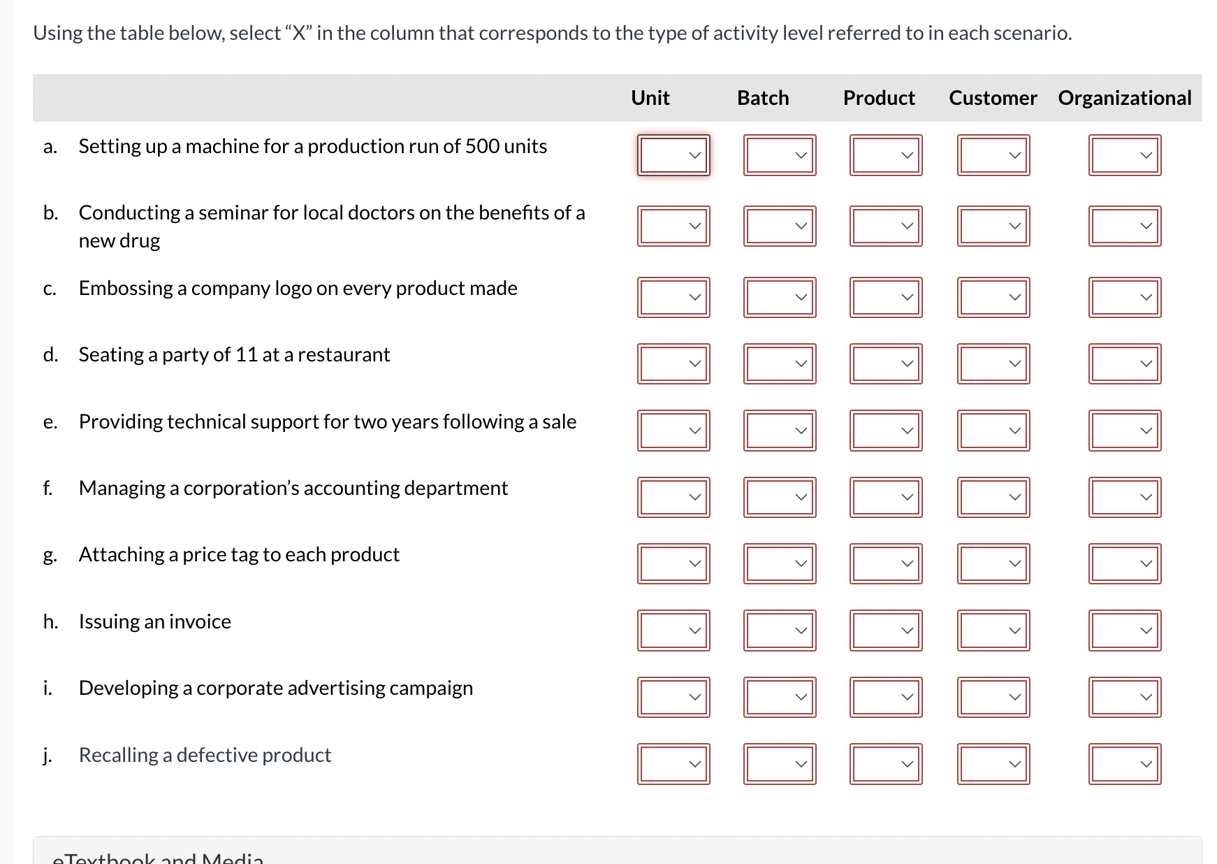 Using the table below, select " \ ( X \ ) " in