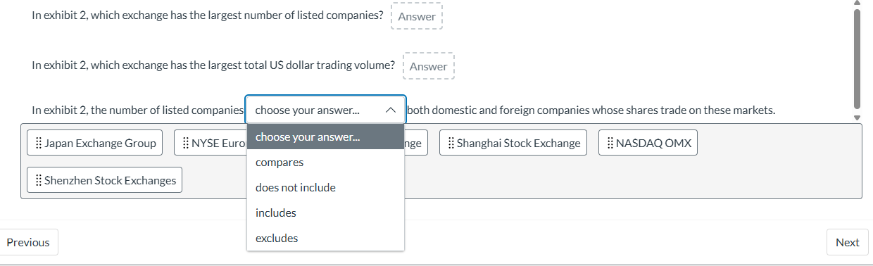 In exhibit 2 , which exchange has the largest