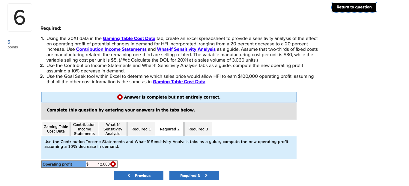 6 points D References Required: 1. Using the 20X1