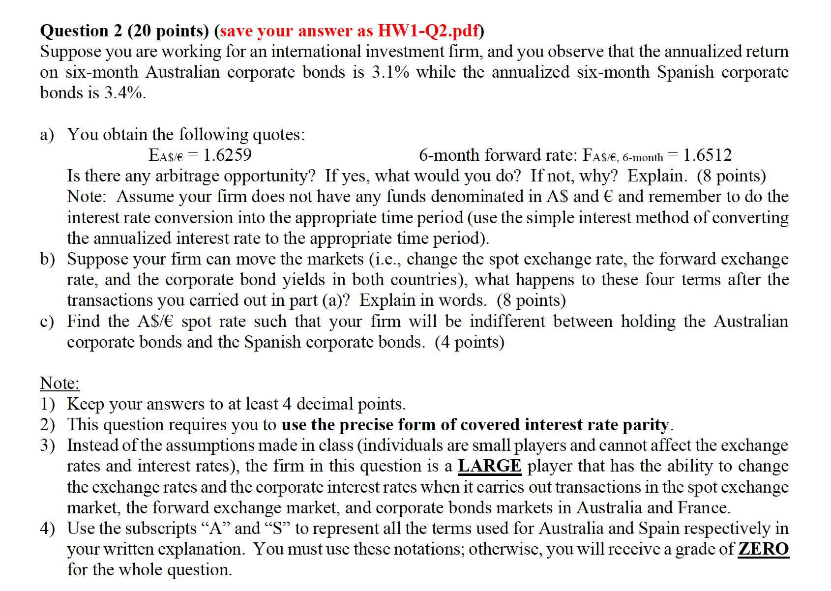 Question 2 (20 points) (save your answer as