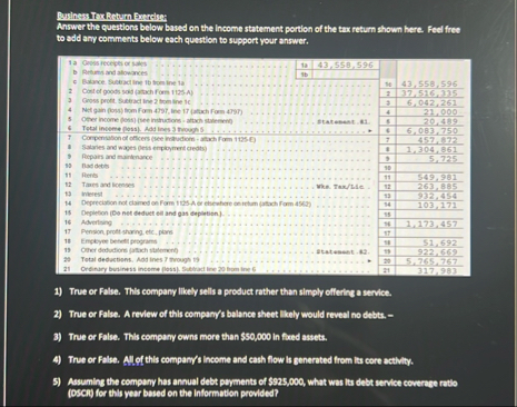 Buplnets Tra Roturn Exactrat Answer the questions
