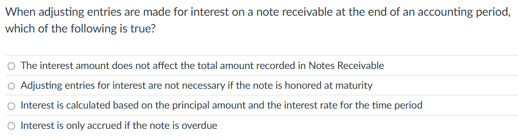 When adjusting entries are made for interest on a